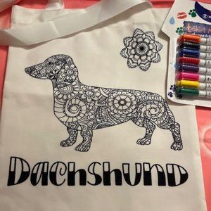 Dachshund DIY Tote Bag includes Fabric Markers